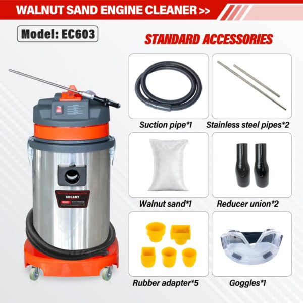 solary ec603 30l walnut sand blaster 1300w for engine carbon cleaning