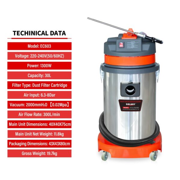 solary ec603 30l walnut sand blaster 1300w for engine carbon cleaning