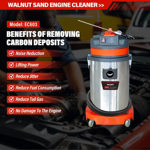 solary ec603 30l walnut sand blaster 1300w for engine carbon cleaning