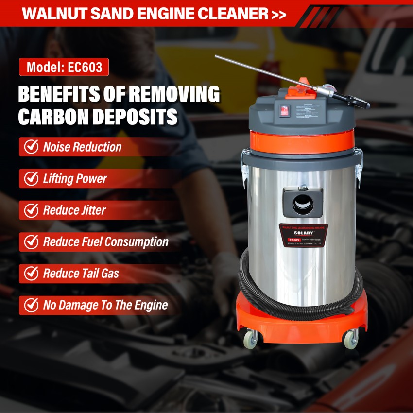 solary ec603 30l walnut sand blaster 1300w for engine carbon cleaning