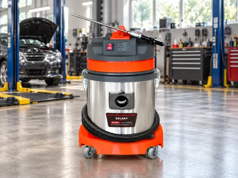 SOLARY EC601 Walnut Shell Cleaner in an automotive repair workshop